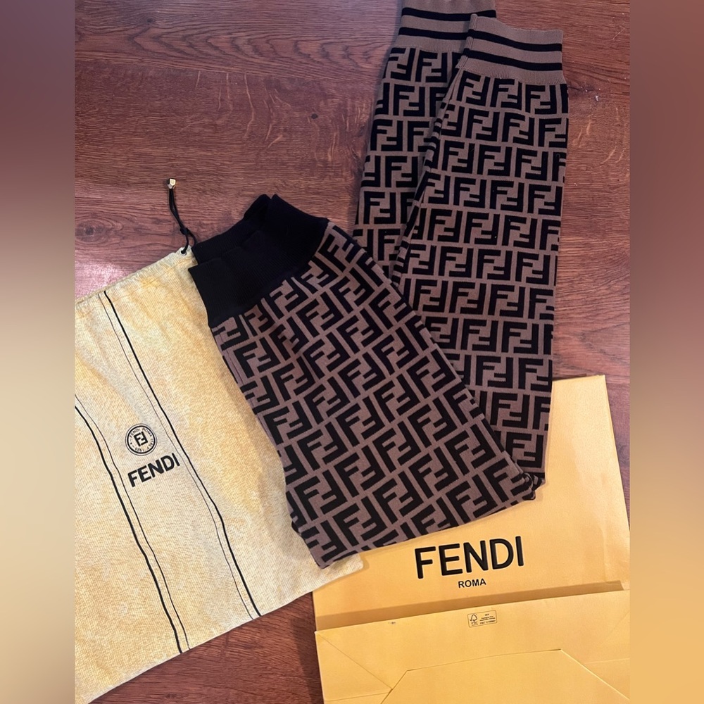 FENDI Zucca FF Monogram Jogger Knit Pants